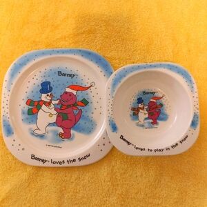 Barney Vintage Snowman Plate Set